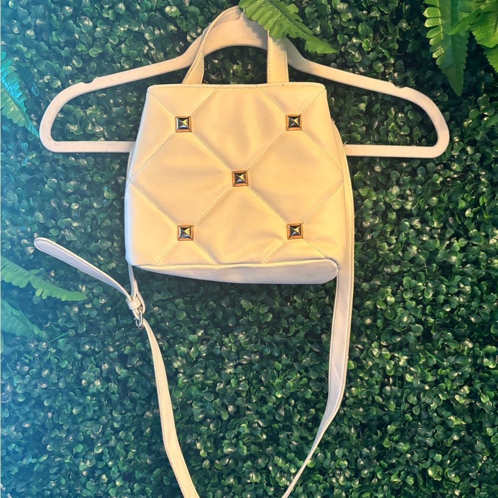 Elegant Cream Smooth Leather String Satchel Women's Bag